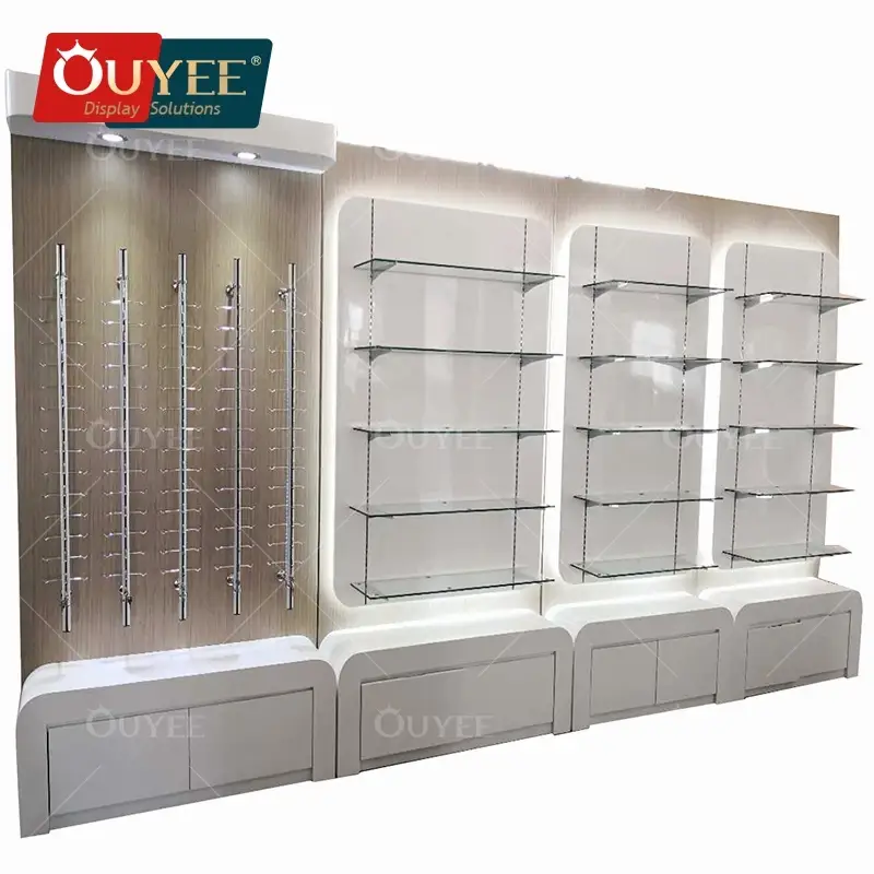 Vitrine de óculos personalizada em madeira com fechadura para ótica. 1