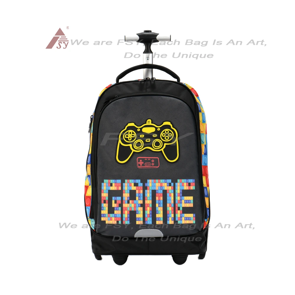 New Arrival Detachable Teens Student School Bags Wheels Kids Trolley Bags Rolling Backpack Travel Bag With Water Bottle Pouch 1
