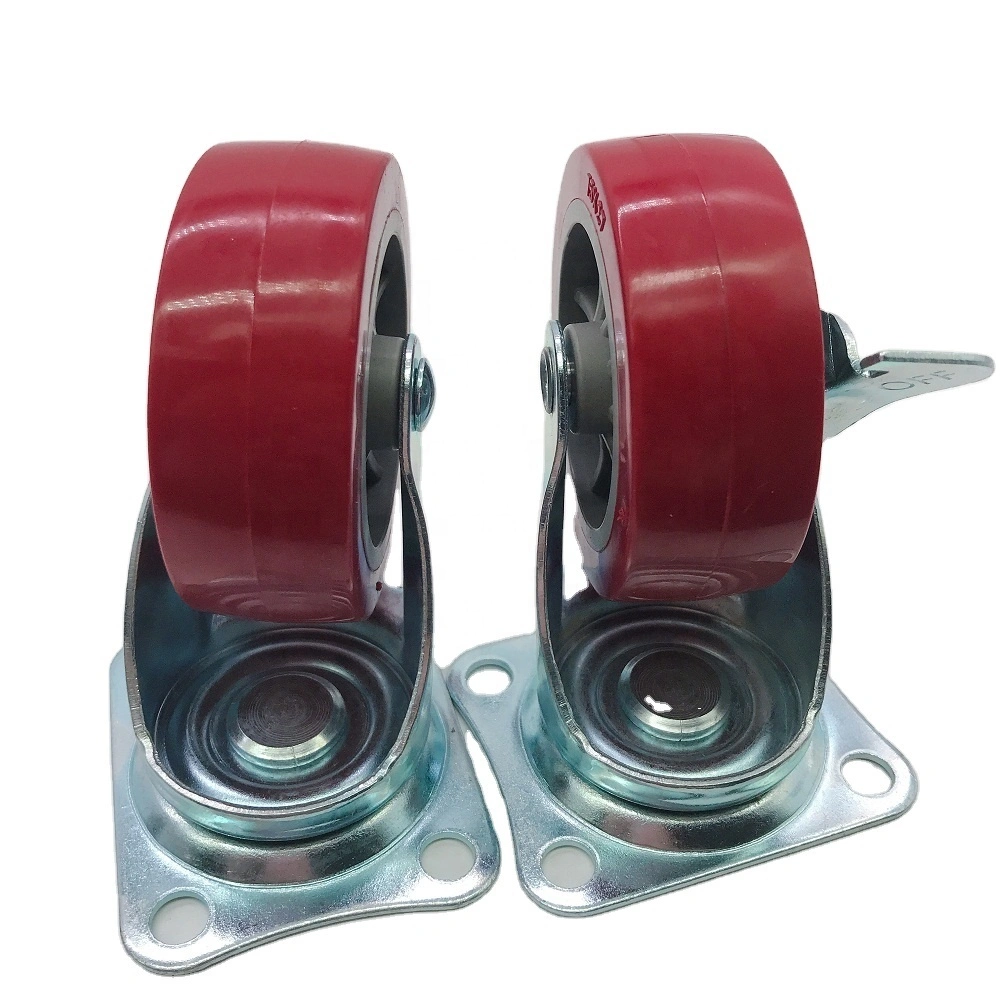 China 3 Inch 75mm Metal Lock Pp Rim Pu Tyre Polyurethane Wheel Caster Universal For Small School Carts 1