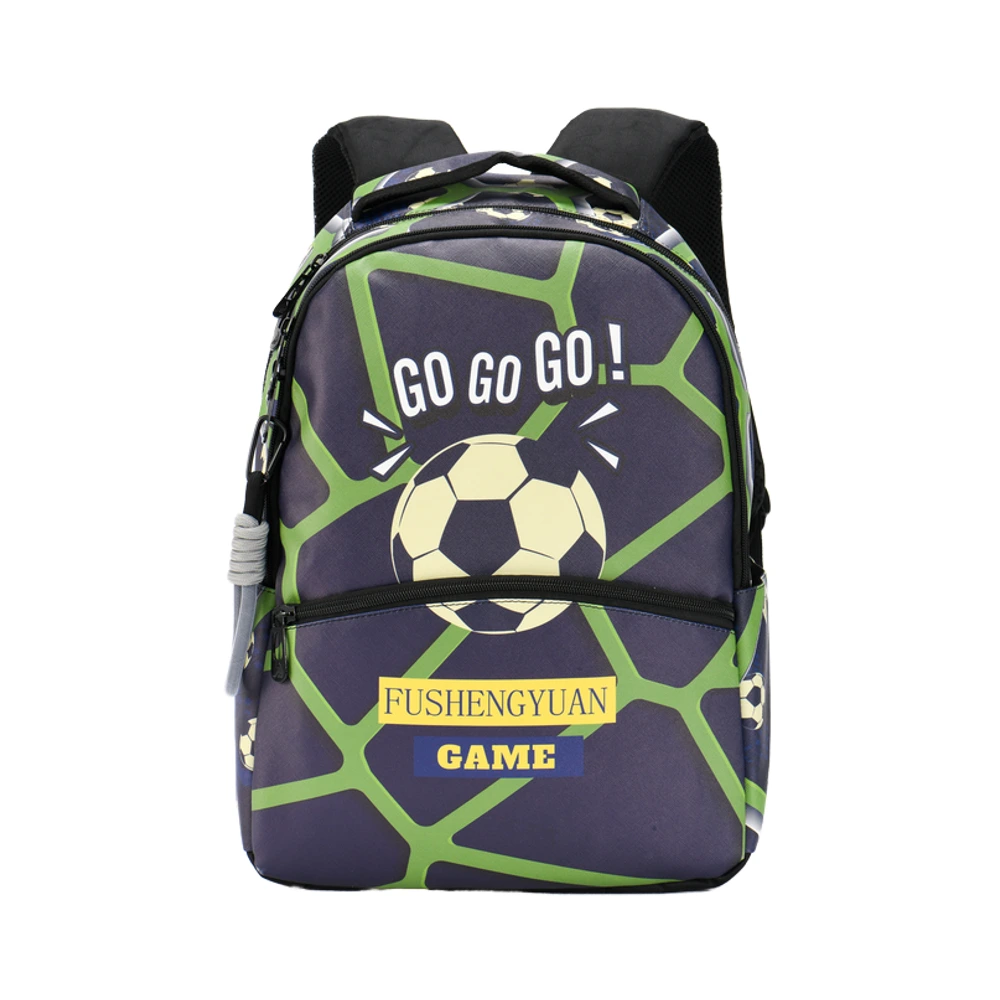 Fsy custom Leather wholesale  Sublimate Football Print Black Backpack For Teens Student Waterproof Pvc Computer School Backpacks Men's 1