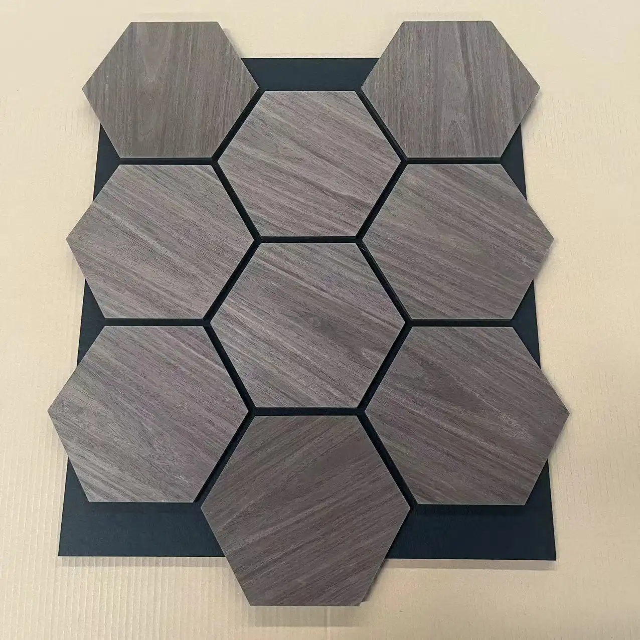 3D Hexagon Acoustic Wood Panel for Interior Living Room Soundproofing 1