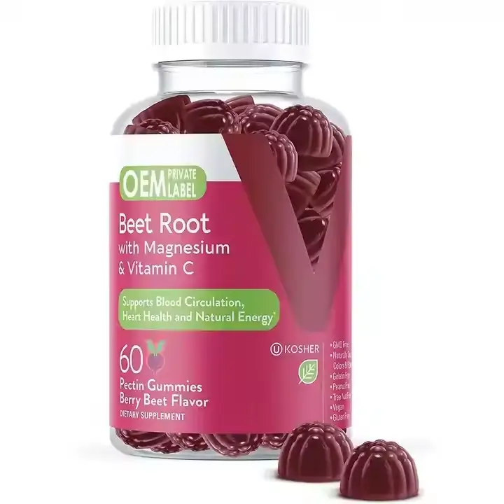 Organic Beet Root Gummies - Mg & Vit C, Circulation, OEM 1