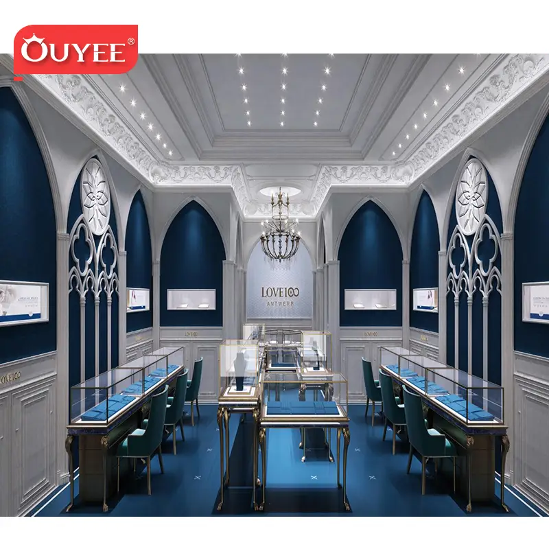 Maßgefertigte Schmuckvitrine und Ausstellungsschrank mit 3D-Design 1