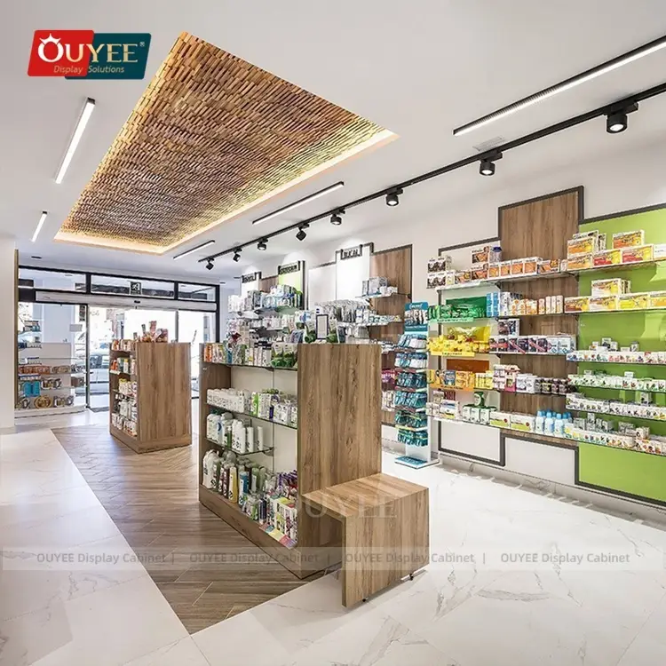 رفوف زجاجية صديقة للبيئة لعرض الأدوية في الصيدليات 1