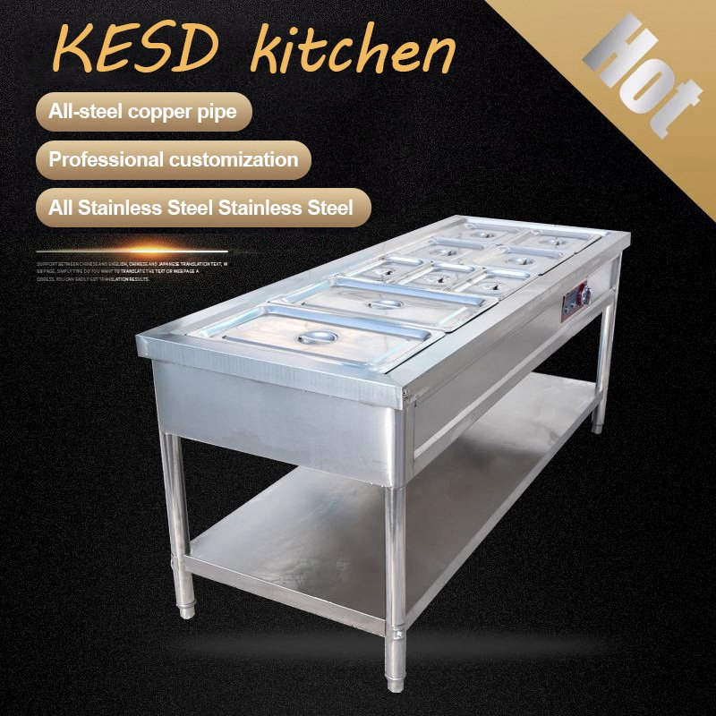 Table de buffet plus réchauffeur de nourriture commerciale en acier inoxydable