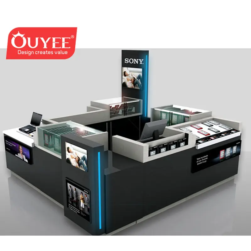 كشك عرض وتجهيزات عرض لإصلاح الهواتف المحمولة في مركز تجاري، مناسب لمحلات بيع الهواتف المحمولة. 1