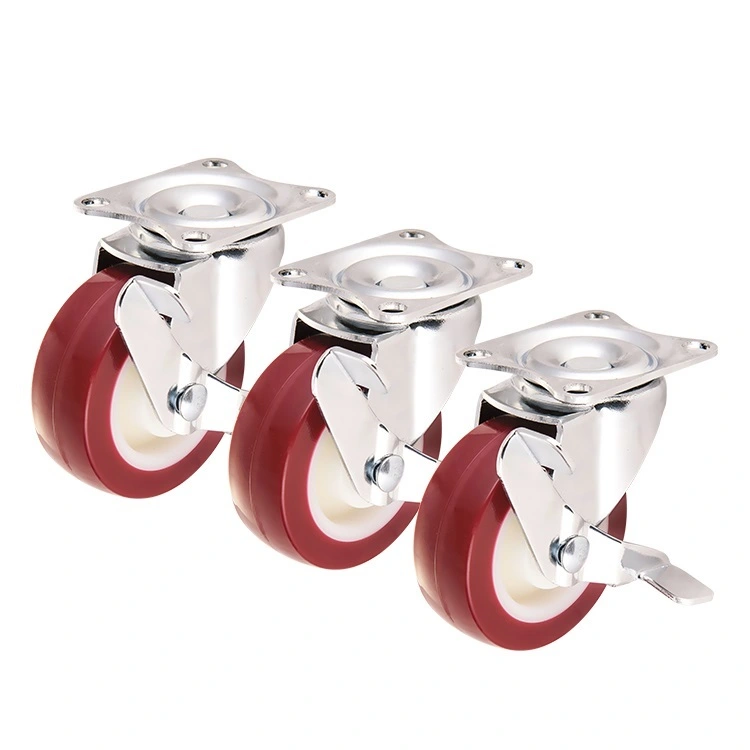 2 3 Inch Black Pu Wheel Light Duty Casters Swivel Screw Locking Chair For 35-65kg Furniture Wheel 1