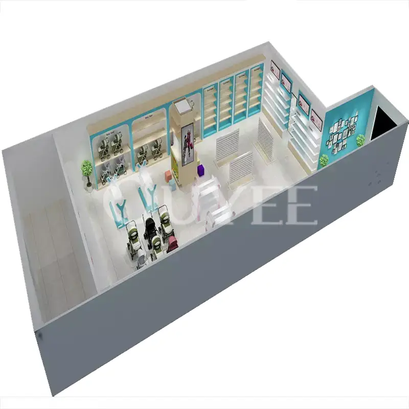 Ladeneinrichtungen und Verkaufsständer für Kinderbekleidung, speziell für Babyfachgeschäfte 1