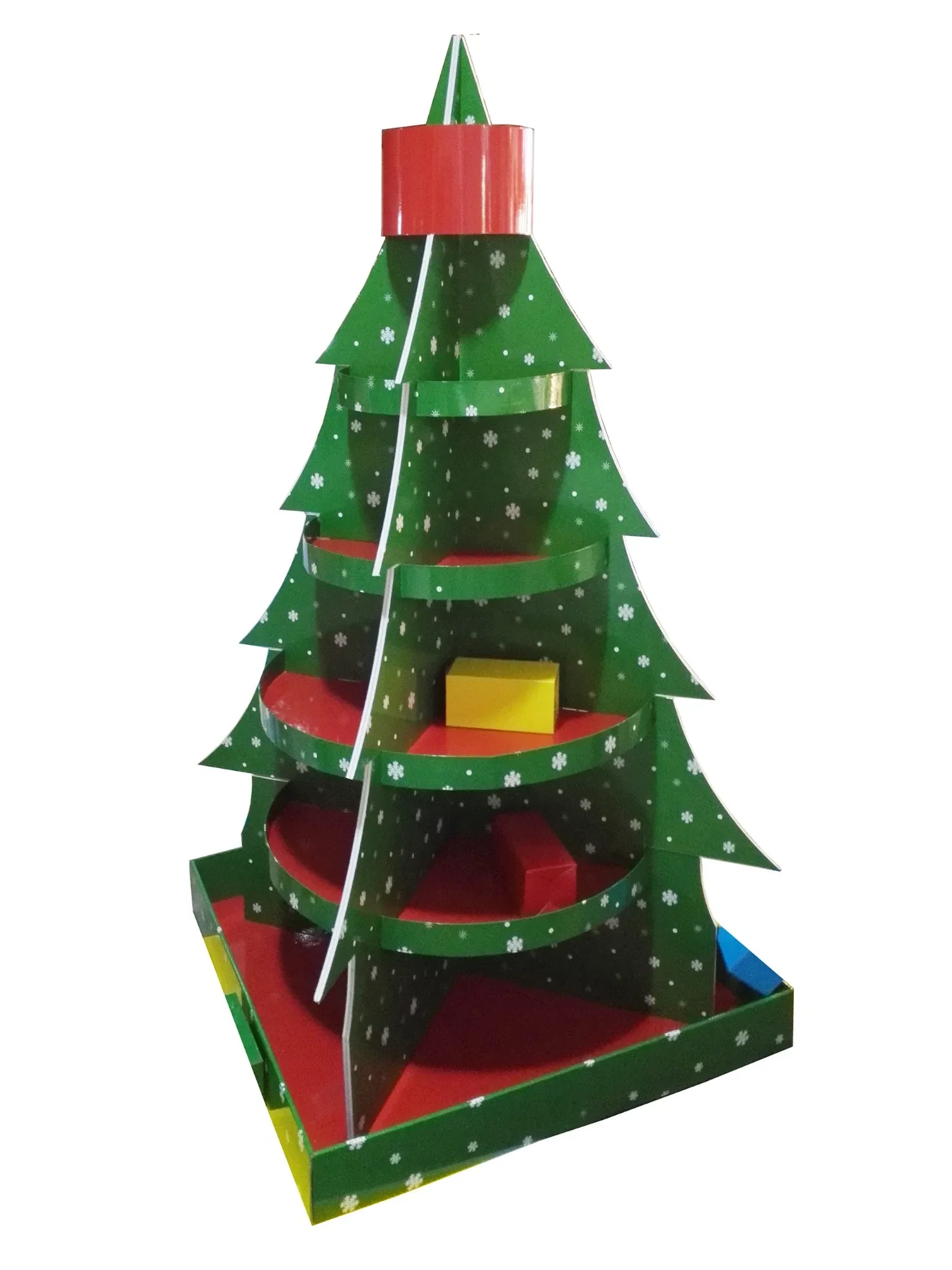 Christmas Tree Cardboard Floor Display Stand 5-Tier Gift Cardboard Pallet Display 1