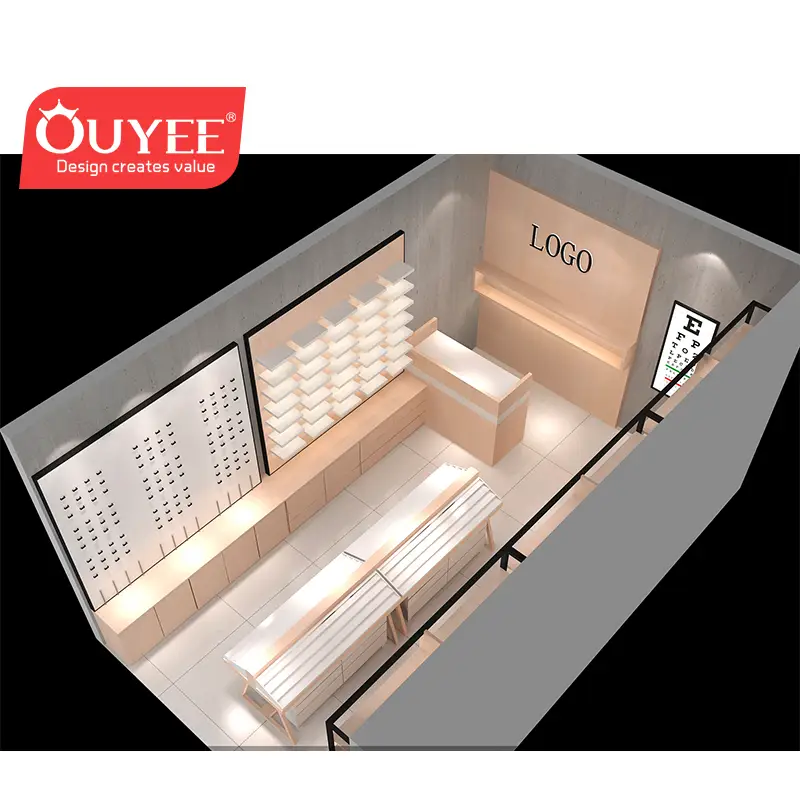 أثاث عرض النظارات في متجر بصريات خشبي من الأكريليك 1