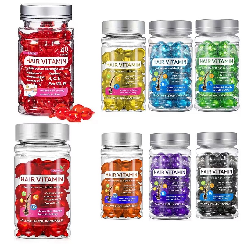 Cápsula de soro de colágeno natural de queratina marroquina, cabelos cacheados saudáveis, maciez sedosa, oliva essencial, vitamina gengibre, aminoácido 1