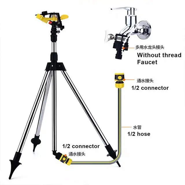 1/2 英寸冲击脉冲草坪洒水器，带伸缩三脚架 1