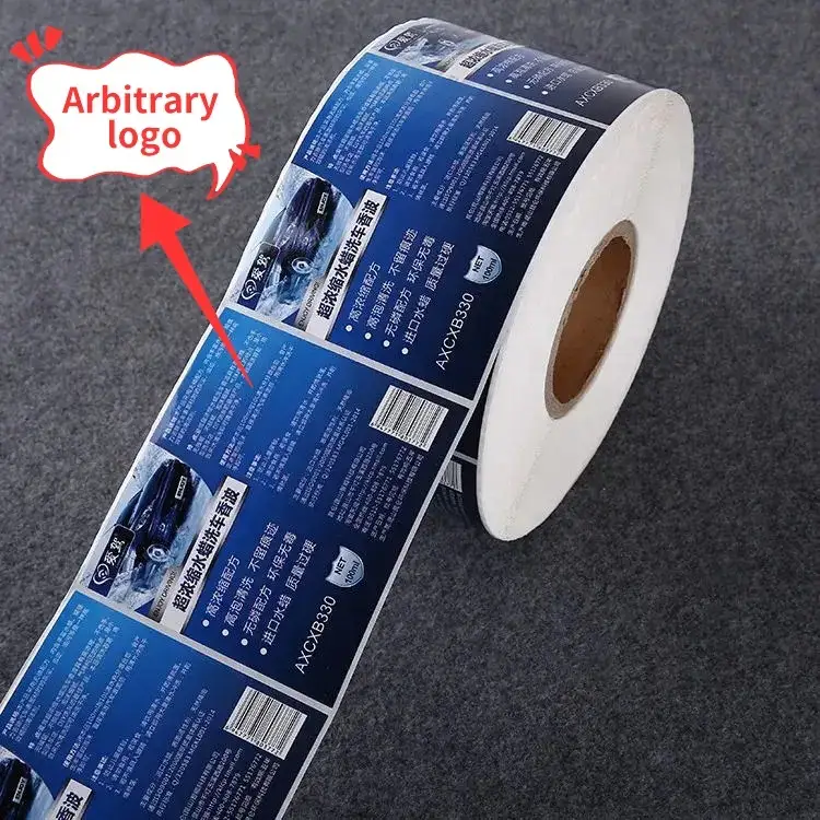Etichette adesive in vinile impermeabile personalizzate con logo stampato, in rotolo. 1