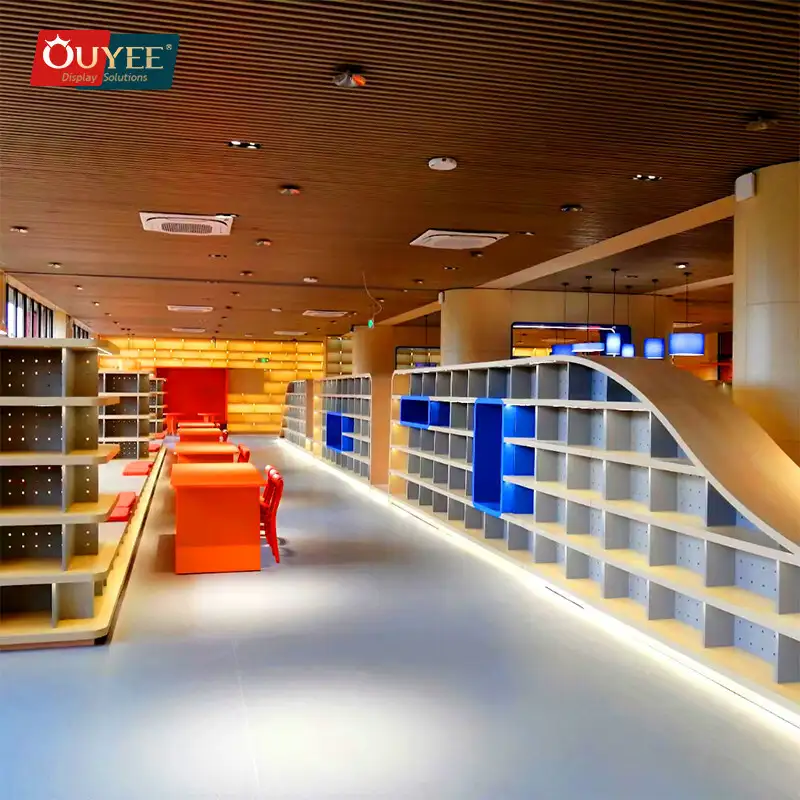 Wandmontierte offene Büchervitrine für Buchhandlungen 1