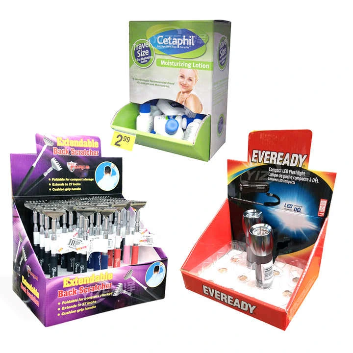 Paper Portable PDQ Countertop Carton Cardboard Food Product Shop Custom Stand Pop up Table Retail Stores Counter Display Box 1