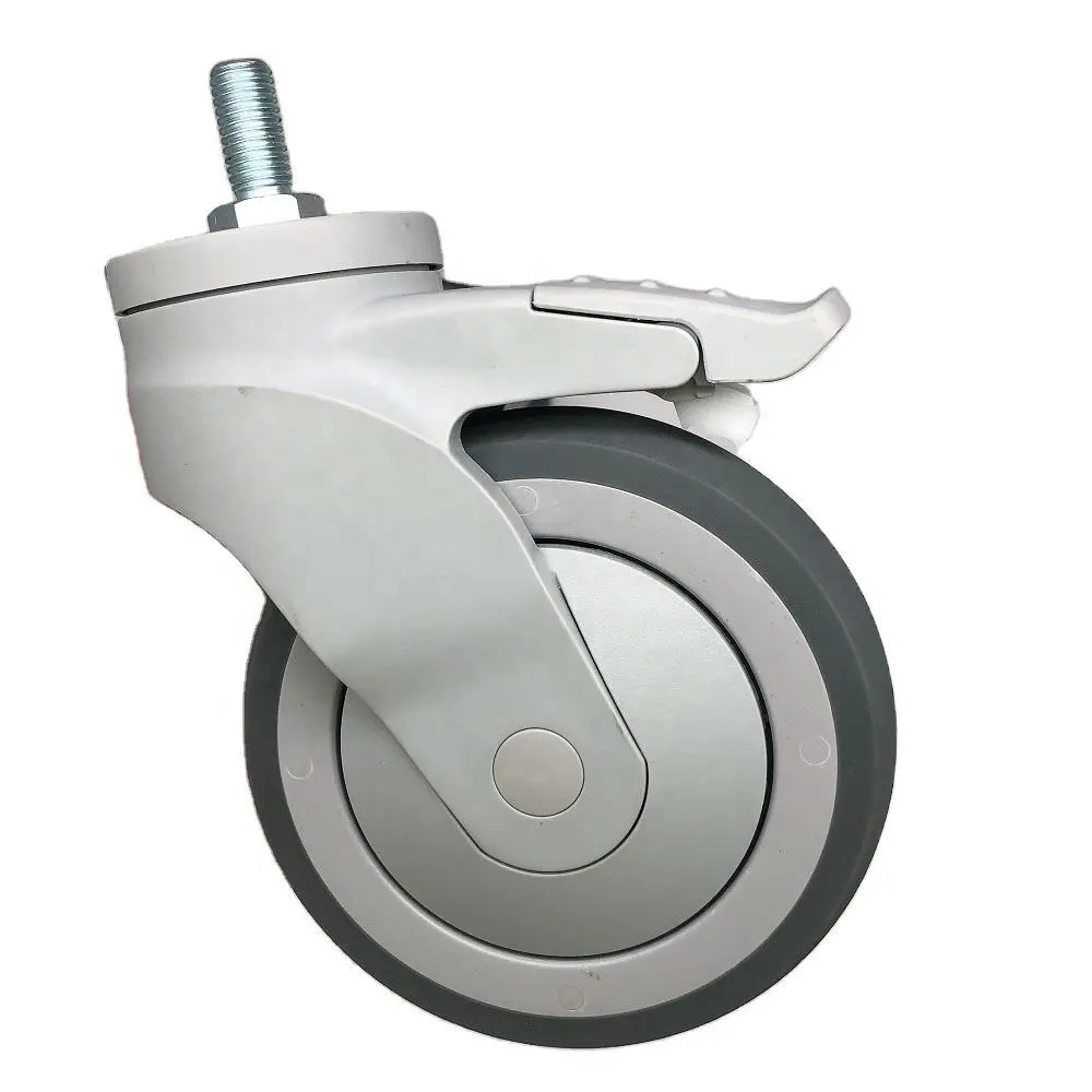 5 Threaded Stem Water Proof Anti Corrosion Nylon Plastic Yoke Bracket Medical Toilet Chair Caster Wheel For Hospital 1