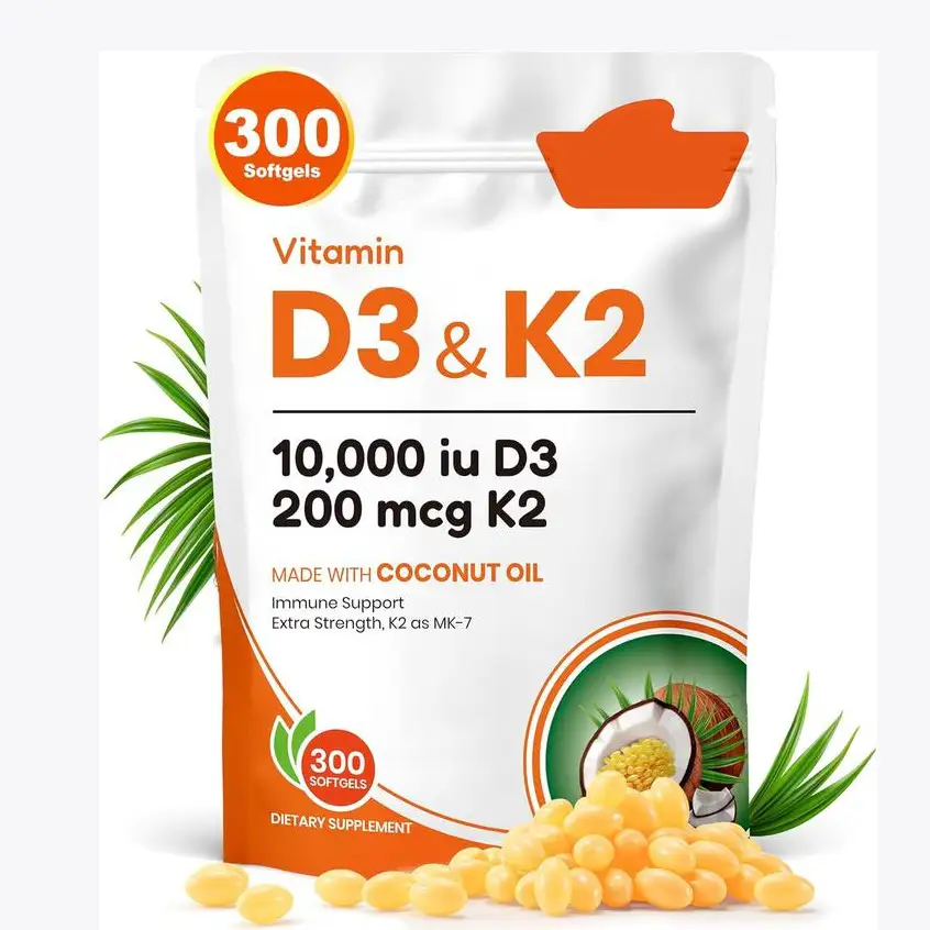 OEM/ODM Adult Vegan D3+K2 Coconut Softgels - Bone & Immune 1