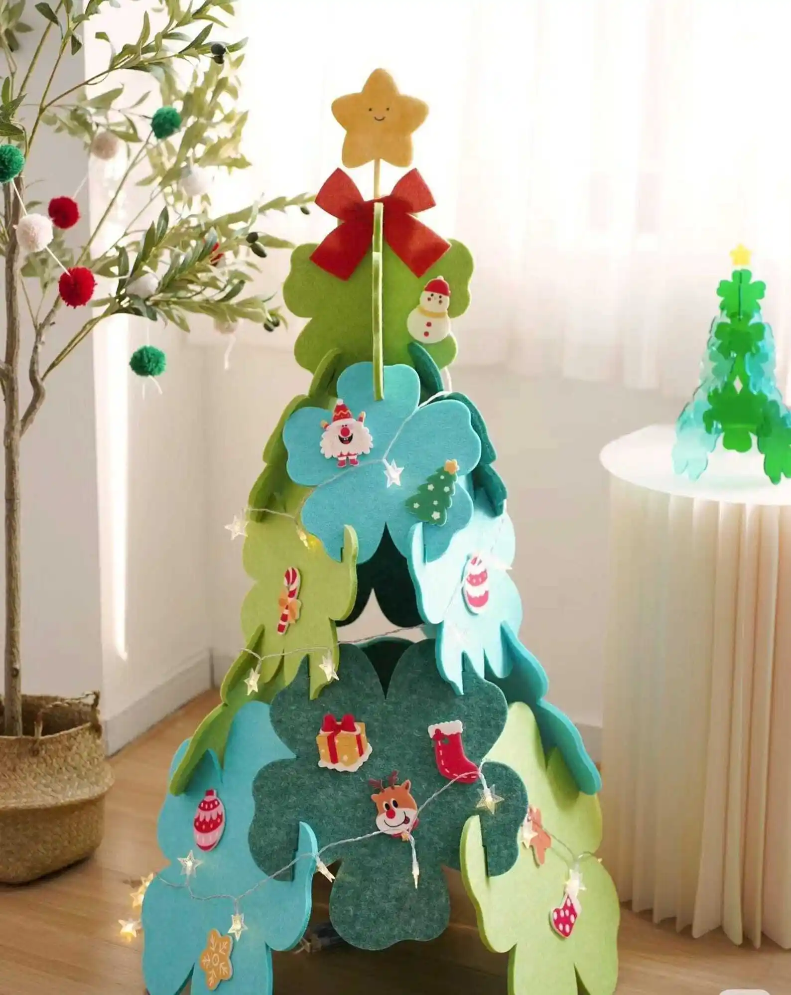 Sapin de Noël 3D en feutrine à monter soi-même, en gros, pour enfants et animaux de compagnie, avec décorations en feutrine. 1