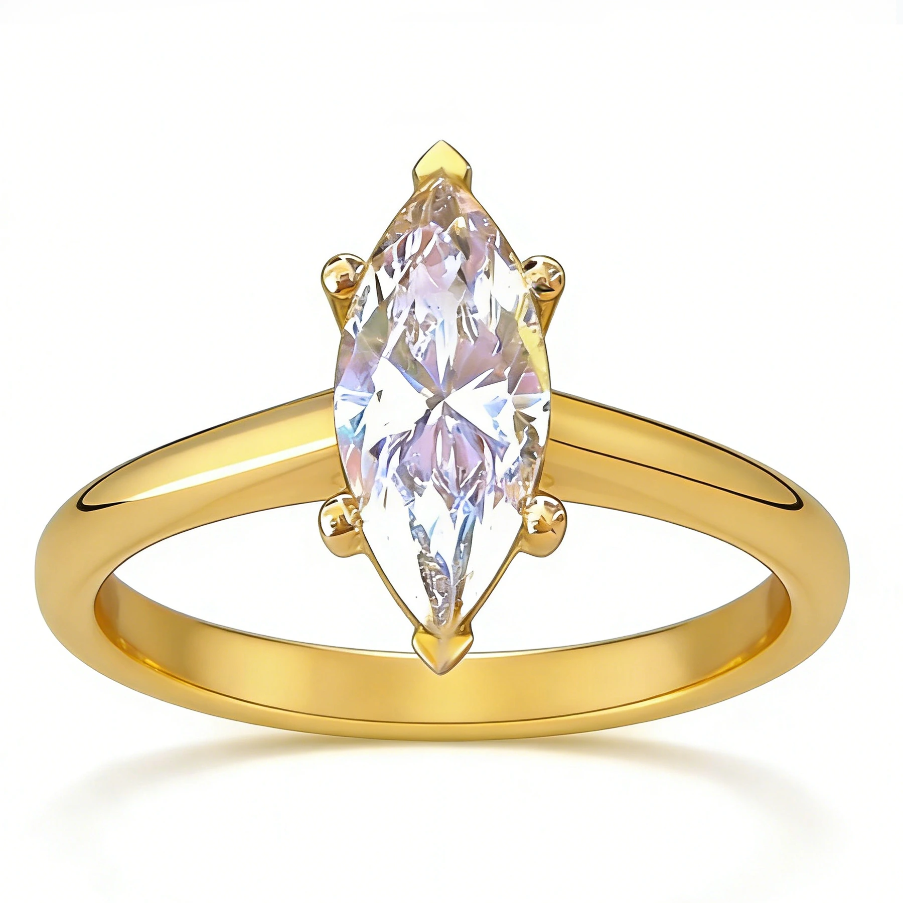 9k Yellow Gold Marquise Cut Diamond Solitaire Ring Minimalist Engagement Promise Ring For Women 1