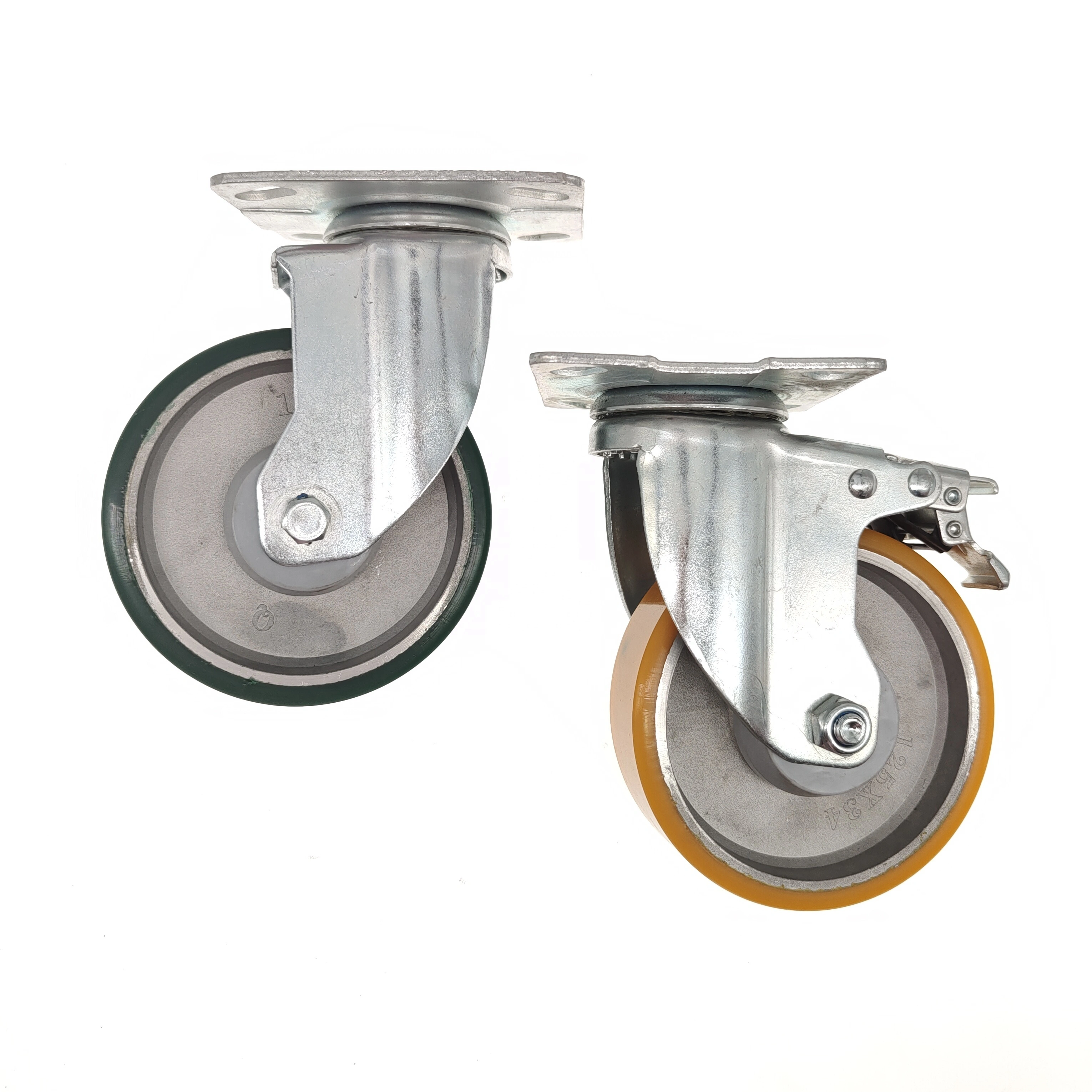 5 Inch 125mm Medium Heavy Duty 300kgs Loading Capacity Rotating Aluminum Rim Polyurethane Pu Caster Wheels For Hand Cart 1