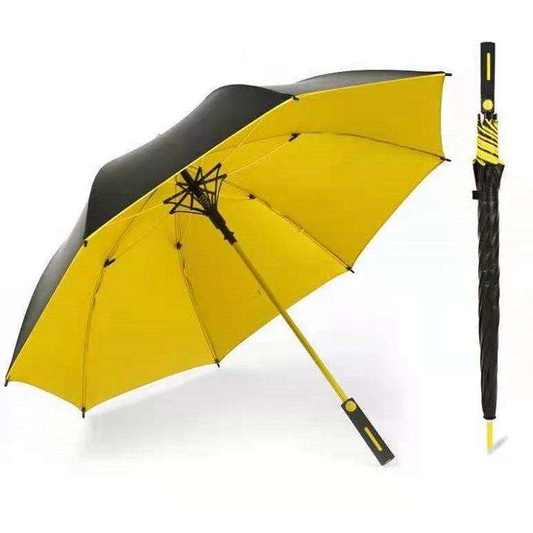 Guarda-chuva de golfe personalizado com alça longa, à prova de vento, esqueleto de fibra colorida 1