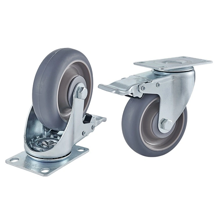 4 Grey Tpr Swivel Caster Wheel 110kg Medium Duty Double Ball Bearing For Food Service Equipment 1