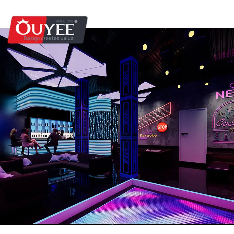 طاولة بار بإضاءة LED للنوادي الليلية - أثاث داخلي ثلاثي الأبعاد مصمم حسب الطلب 1