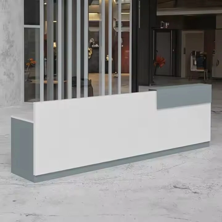 Commercial Office Modern Minimalist Design Wood Panel Reception Desk 1