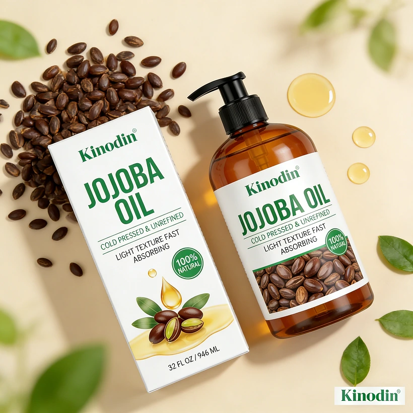 Pure Cold Pressed Jojoba Oil Seeds Large Bottle With Pump For Skin Hair Nails Care Massage Essential Oil 1