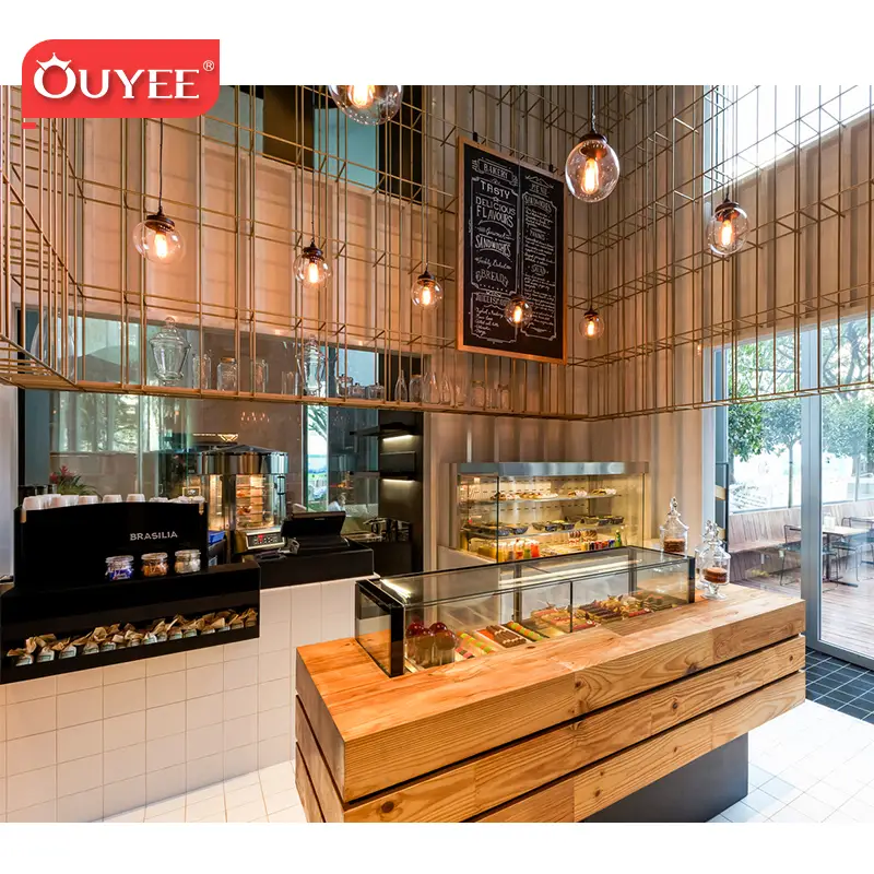 Bancone della caffetteria, vetrina per torte e scaffale per panetteria 1