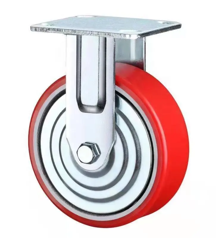 Heavy Duty Korean Style 5 Inch 125mm Cast Iron Steel Core Polyurethane Pu Castor 300kgs Flat Fixed Caster Wheels 1