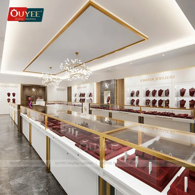 Vitrine de vidro para joias, vitrine de madeira para loja de joias 1