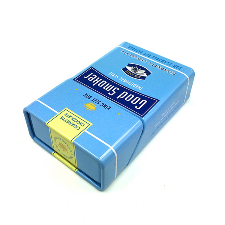 New Arrival High Fashion Custom Print Squared Plain Cigarette Pack Tin Box With Hinged Lid Wholesale 7