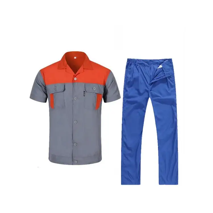 Customizable Professional Color-Matching Repair Factory Worker Short-Sleeve Workwear Set 1
