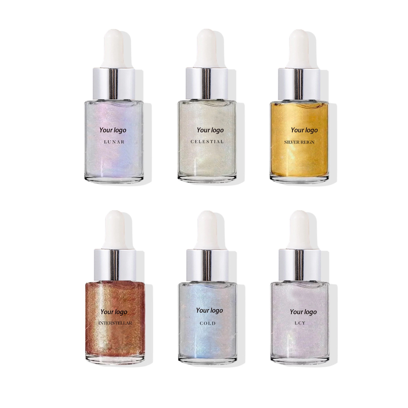 Mlm Custom Makeup Long Lasting Liquid Highlighter Bronze Golden Glow Glitter Body Shimmer Oil Body Massage Oil Body Shimmer Oil 1