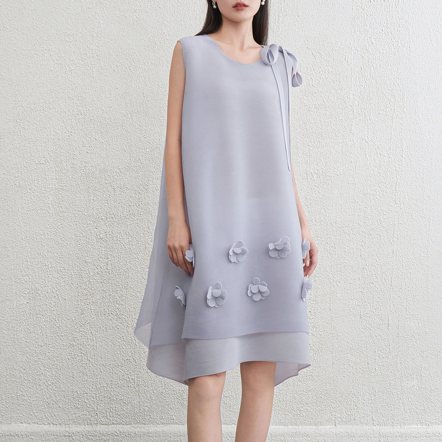 2025 New Miyake Plissee Ärmelloses Langes Kleid Großhandel 1