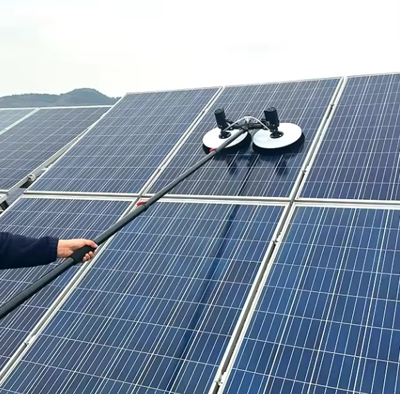 Double Head BLDC Motors Solar Panel Cleaning Brush with Telescopic Rods 1