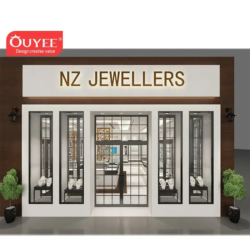 Projeto de fachada e vitrine de joalheria em 3D (Suíça) 1