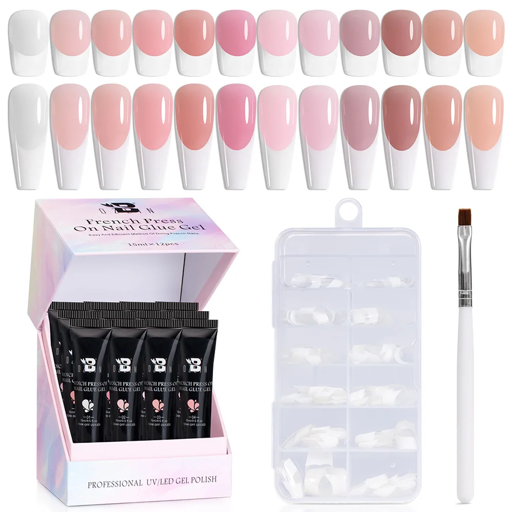 Гель-клей для наращивания ногтей Bozlin 15 мл, твердый, для французского стиля, стойкий, накладной. 1