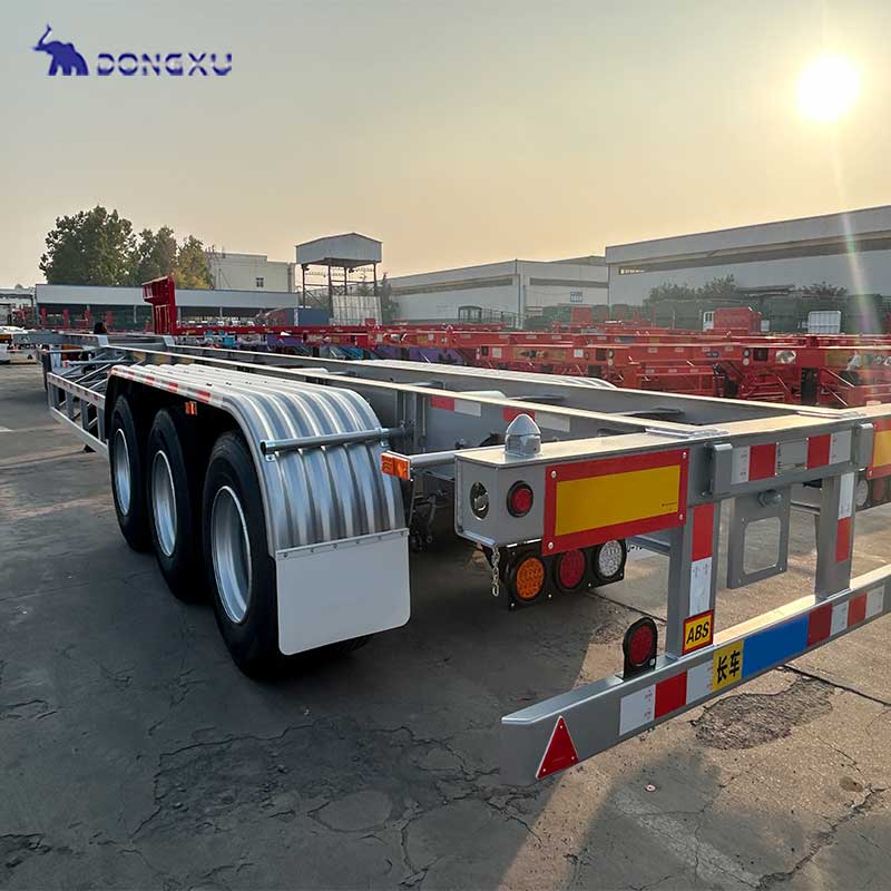 China Factory 3 Axles 20ft Skeleton Trailer 40ft Container Skeleton Semi Trailer Container Chassis For Sale 5