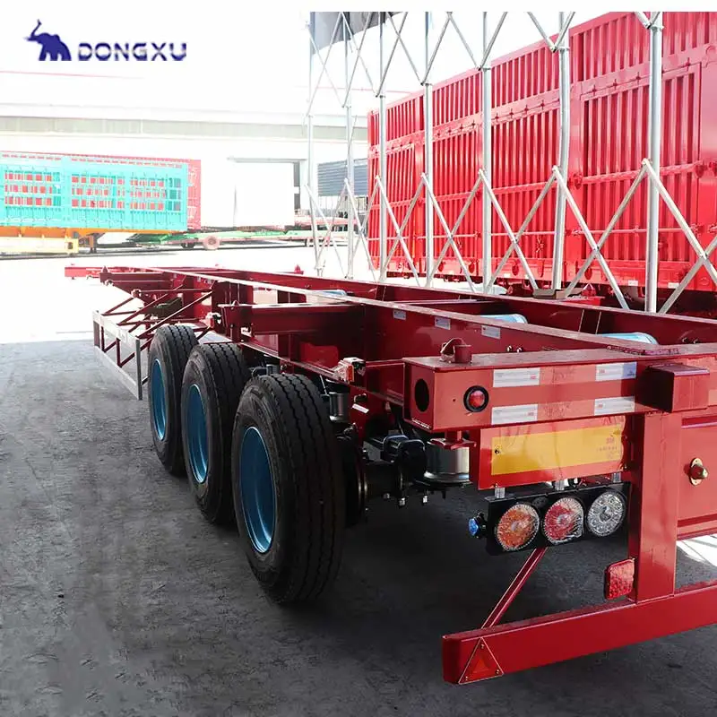 3axle 20- 40 Ft 50ton Extendable Sliding Skeletal Chassis Skeleton Semi Trailer Port Truck Container Transport Trail 3