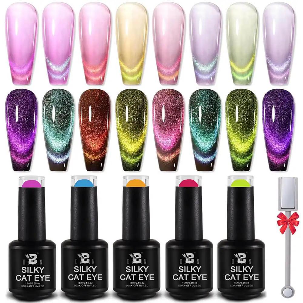 Esmalte de uñas en gel UV magnético Bozlin de 15 ml, 56 colores, efecto ojo de gato sedoso 1