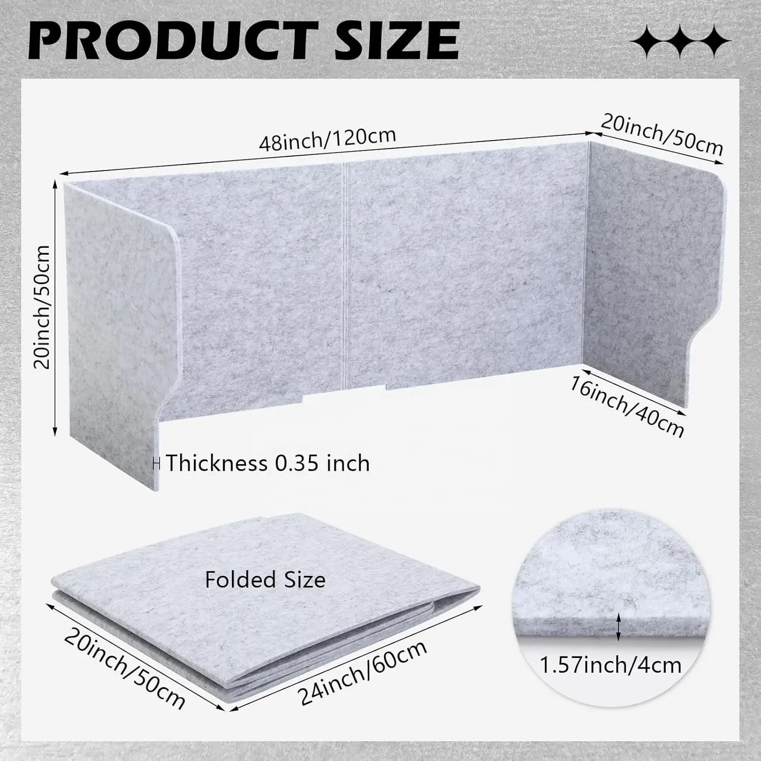 Nagy összecsukható akusztikus asztali elválasztók, hordozható filc adatvédelmi panelek irodába 1