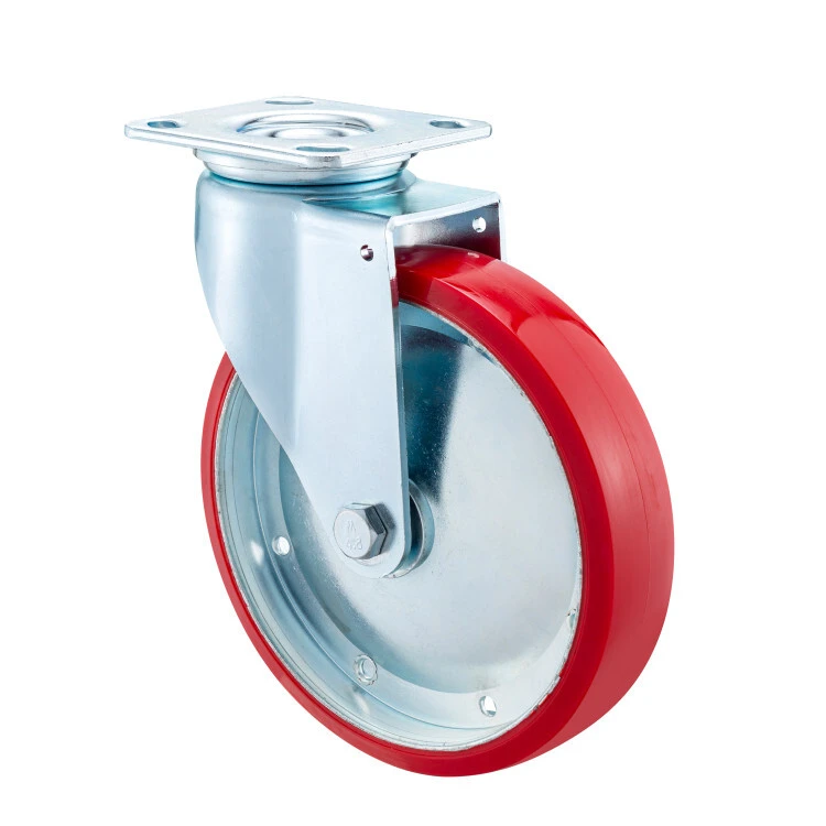 4 5 6 8 Inch Heavy Duty Swivel Red Pu Caster Industrial Polyurethane Castors Wheel 1