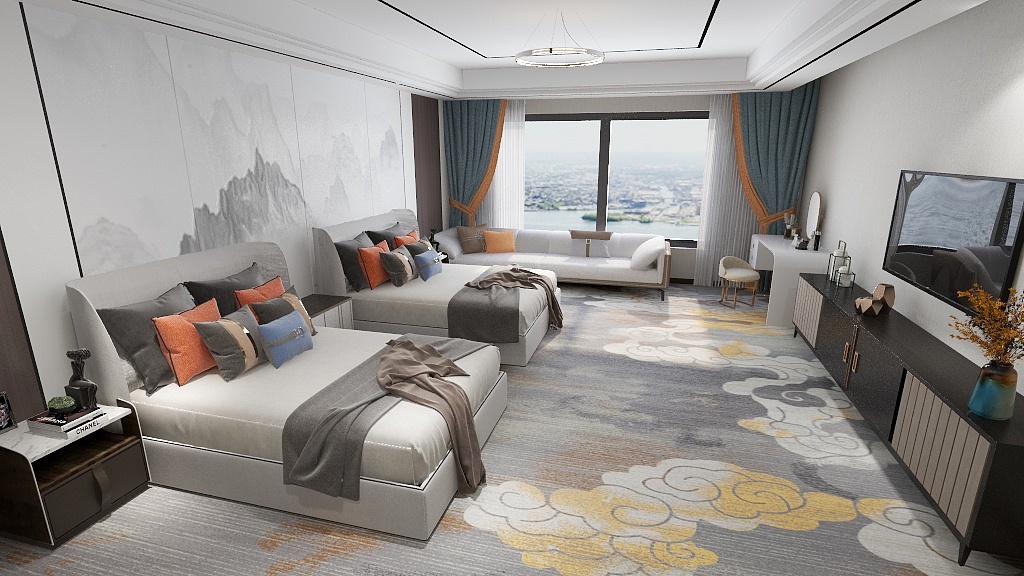 Luxury Hotel Customized Wool Nylon Corridor Carpet Tiles 3