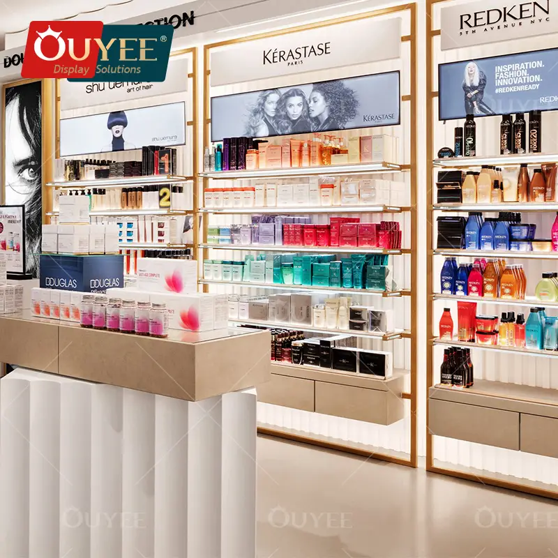 Vitrine de madeira para loja de perfumes e cosméticos 1