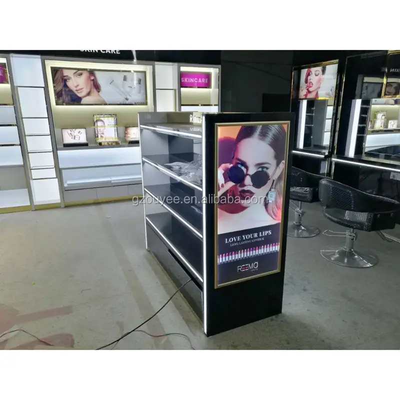 وحدة عرض مستحضرات تجميل ماك بأرضية خشبية 1