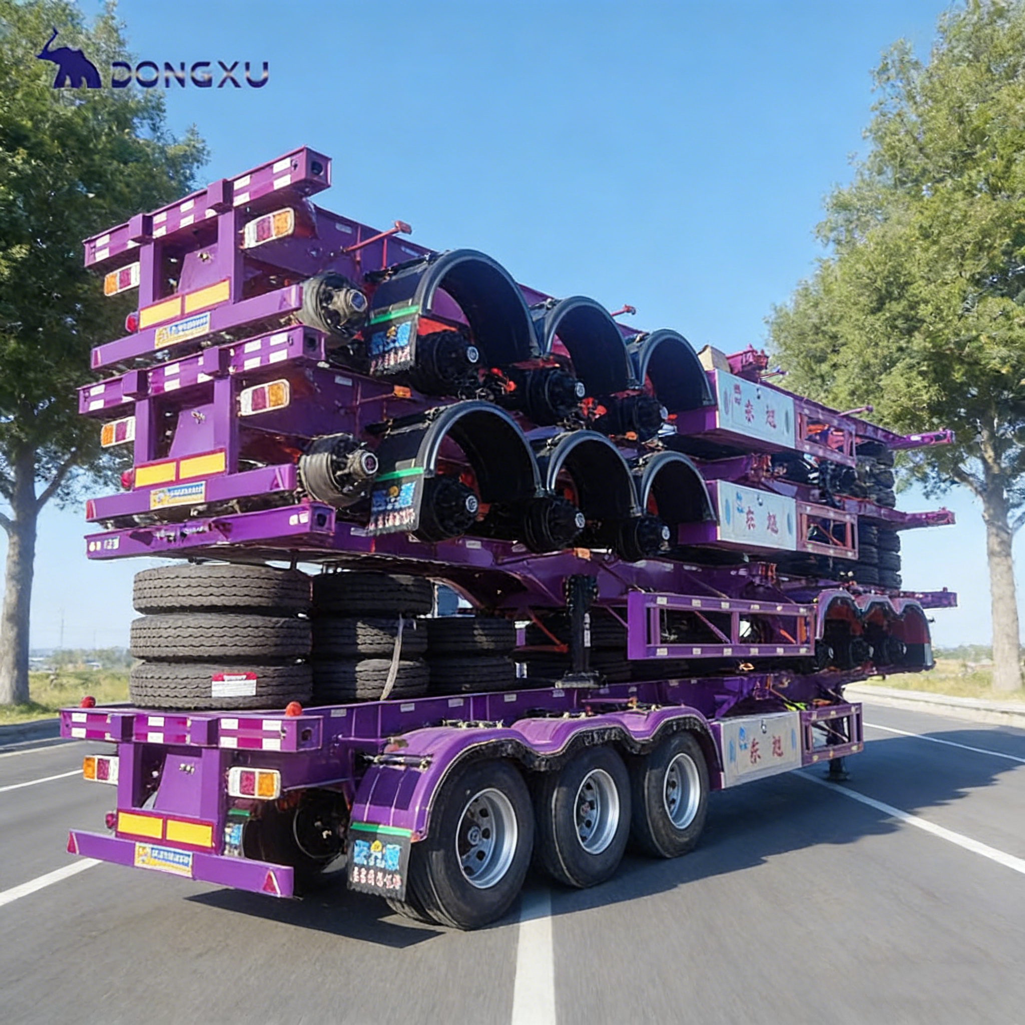 Factory Price 20 Feet 40 Feet Container Trailer 2 Axle 3 Axle 40 50 Tons Truck Trailer Skeleton Other Trailers For Sale 1