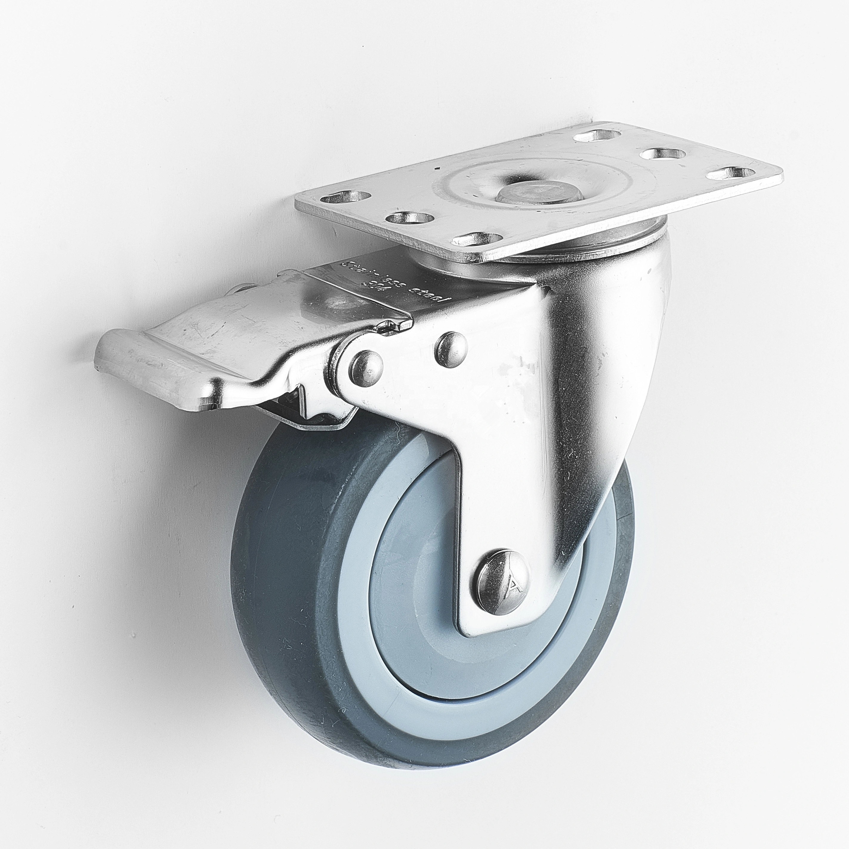 4 Swivel Dual Brake And Lock Tpr Thermoplastic Stainless Steel Sus 304 Caster 1
