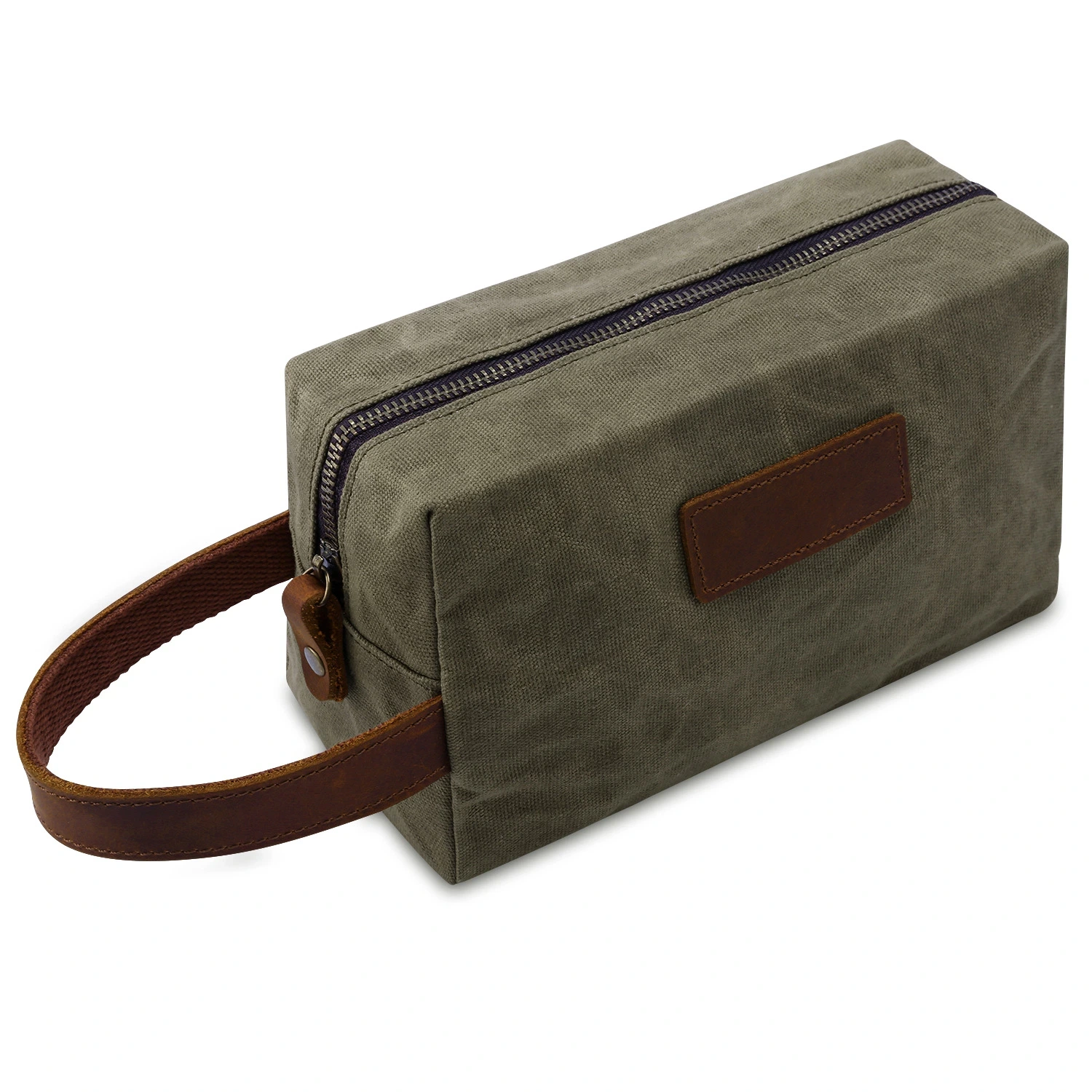 Kulturbeutel aus Canvas mit Logodruck, Herren-Waschtasche aus PU-Leder für Reisen 1